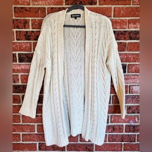 Cozy Women's Cream White Rainbow Metallic Cable Knit Cardigan